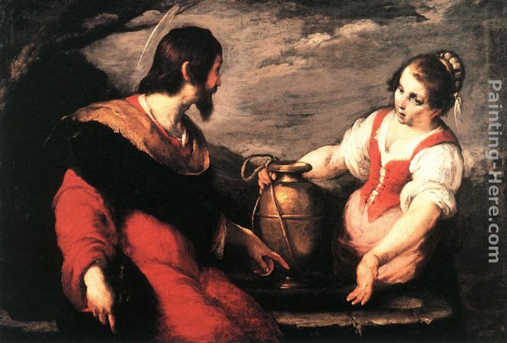 Christ and the Samaritan Woman painting - Bernardo Strozzi Christ and the Samaritan Woman art painting